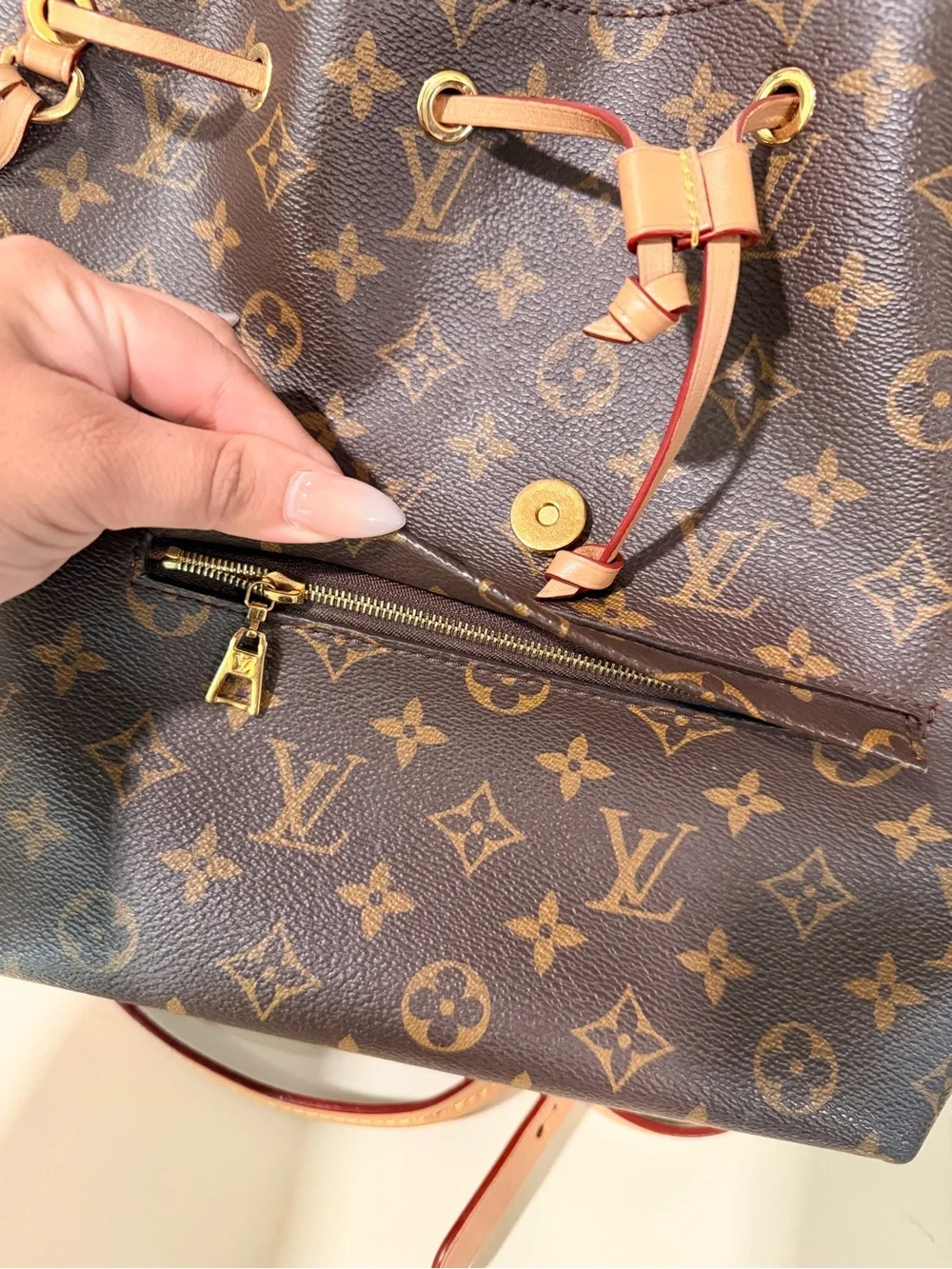 Louis Vuitton montsouris Brown Monogram Canvas Small Backpack with Vachetta Trim